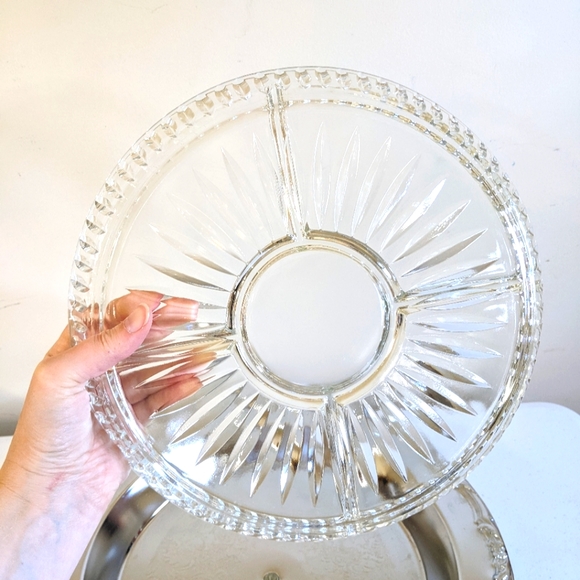 Vintage Silver Plated and Glass Lazy Susan - Picture 6 of 12